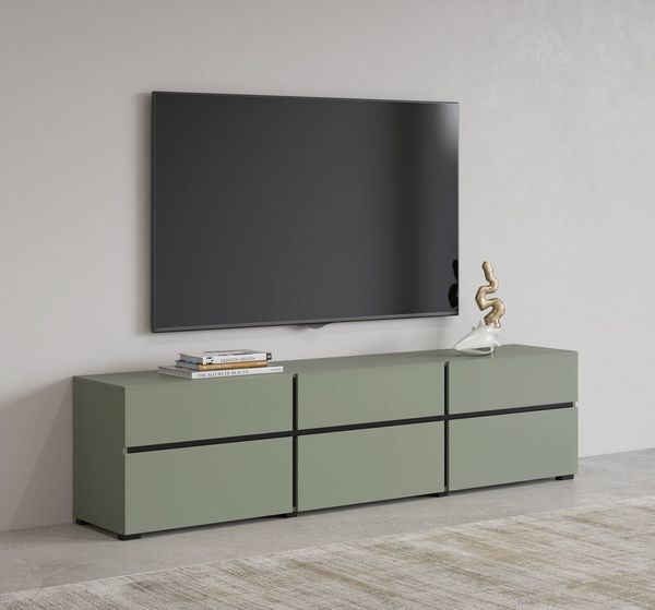 INOSIGN Lowboard Cross, moderne grifflose TV-Kommode,3 Klappen/3 Schubkästen, Breite 180 cm, TV-Schrank mit viel Stauraum, TV-Board