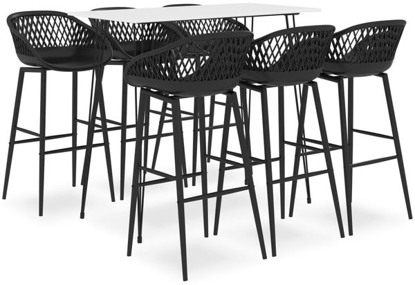 vidaXL 7-tlg. Bar-Set Weiß und Schwarz [3057417]