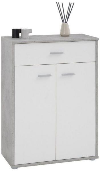 CARO-Möbel Kommode Sideboard Schrank Tommy Betonoptik/weiß, Anrichte Highboard mit Schublade und 2 Türen