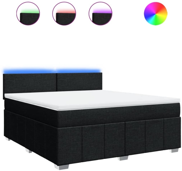 vidaXL Boxspringbett mit Matratze Schwarz 180x200 cm Stoff 3289442