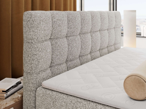 Boxspringbett ALTIVO KING DUO, Doppelbett mit Stauraum Multipocket-Matratze und Topper Bett mit Kopfteil, Fußteil - 140x200 cm - Hellgrau Strukture - H3 Bild 3