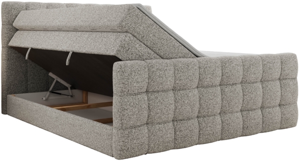 Boxspringbett ALTIVO KING DUO, Doppelbett mit Stauraum Multipocket-Matratze und Topper Bett mit Kopfteil, Fußteil - 140x200 cm - Hellgrau Strukture - H3 Bild 5