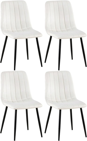 CLP 4er Set Stühle Dijon mit Lehne,cremeweiß Samt