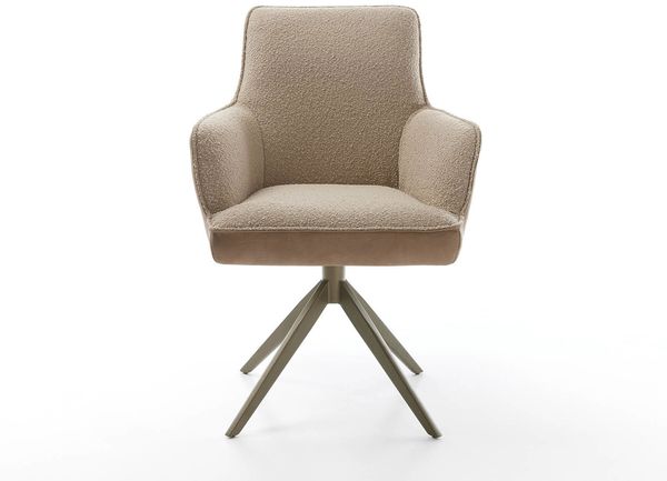 Drehstuhl Heira-Flex mit Armlehnen Materialmix Schlamm Kreuzgestell breit Effektfinish Titan 360° drehbar Taschenfederkern Bild 2
