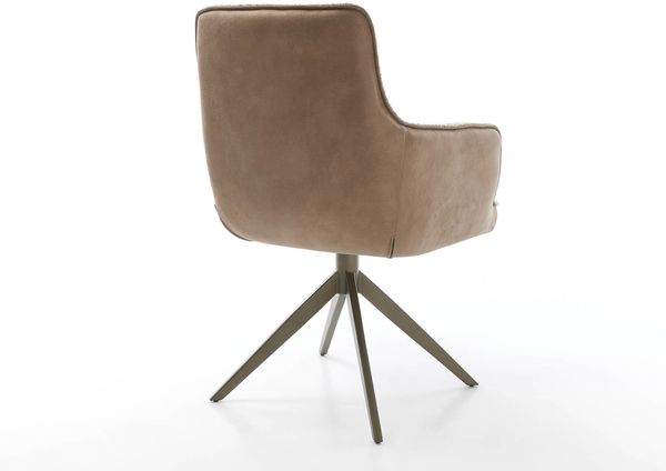 Drehstuhl Heira-Flex mit Armlehnen Materialmix Schlamm Kreuzgestell breit Effektfinish Titan 360° drehbar Taschenfederkern Bild 5