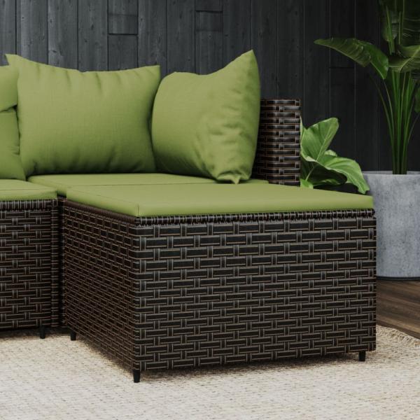 vidaXL Gartenhocker mit Kissen Braun Poly Rattan 319836