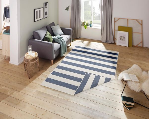 OTTO home Teppich Alan Wendeteppich, rechteckig, Höhe: 5 mm, beidseitig nutzbar, Streifen, Scandi, wetterfest, für In- und Outdoor