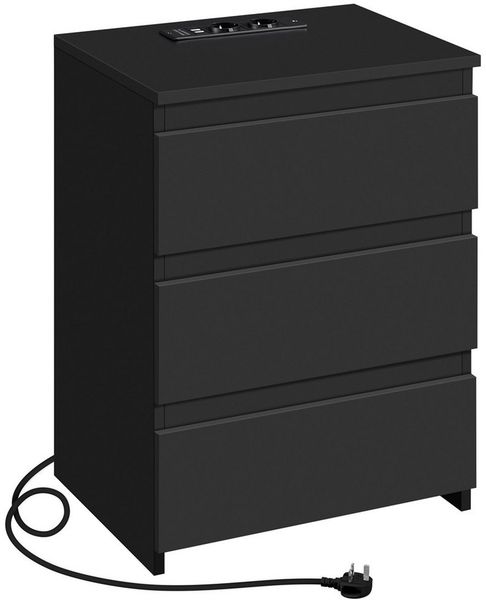 Yaheetech Nachttisch mit Ladestation, 2 USB-Anschlüsse und 2 AC-Steckdosen (1-St), Beistelltisch mit 3 Schubladen, 45,5 × 35,5 × 60,5 cm Bild 5