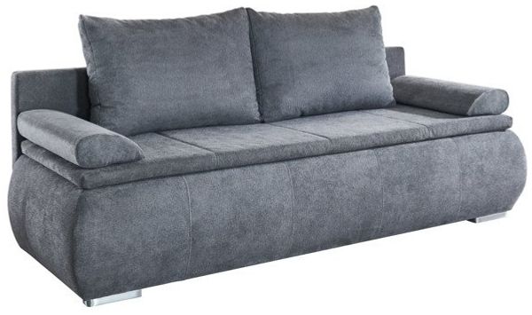 Sofa LENON, Grau, Stoffbezug, Schlaffunktion, Bettkasten, mit Kissen