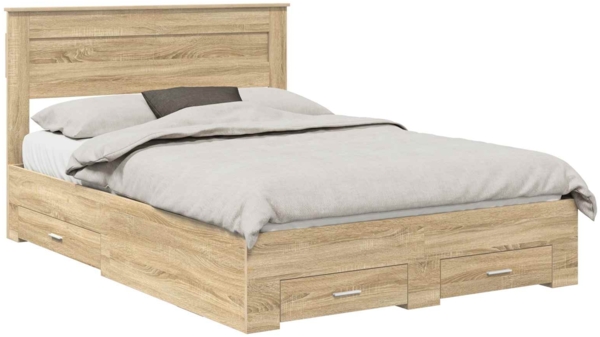 vidaXL Bettrahmen mit Kopfteil Sonoma-Eiche 140 x 190 cm Holzwerkstoff 3409981