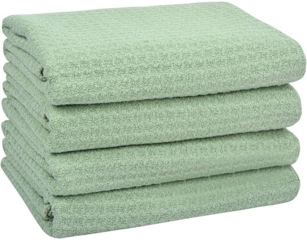 4x Mikrofaser Geschirrtücher 40x60cm Grün Saugfähig fussel-frei