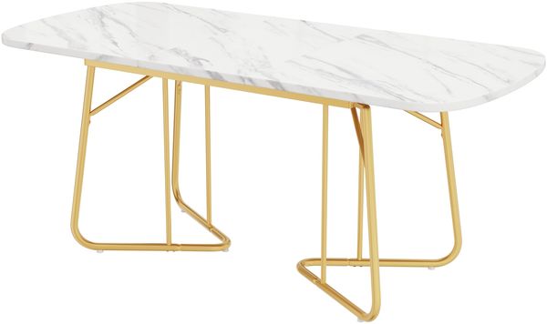 Merax Esstisch(erweiterbare Tischplatte 140-180cm, 1-St, 1 Tisch), ausziehbar Küchentisch rechteckig Arbeitstisch weiße Marmoroptik Bild 10