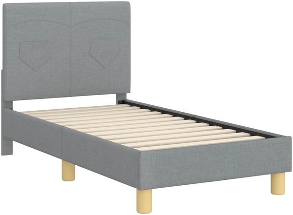 vidaXL Kinderbettgestell mit Kopfteil Hellgrau 70 x 140 cm Stoff 42010979 Bild 4