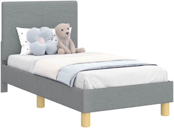 vidaXL Kinderbettgestell mit Kopfteil Hellgrau 70x140 cm Stoff 42010979