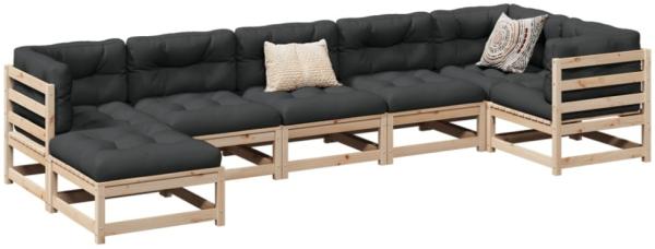 vidaXL 7-tlg. Garten-Sofagarnitur mit Kissen Massivholz Kiefer 3299545