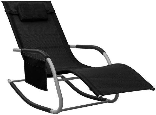 vidaXL Sonnenliege Textilene Schwarz und Grau 310505