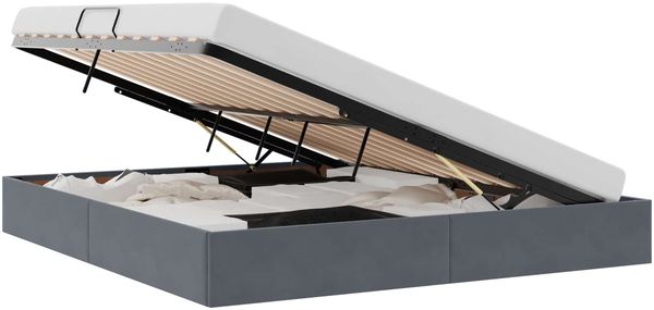 vidaXL Ottoman Bettgestell mit Speicher Dunkelgrau 160 x 200 cm Samt 3442893 Bild 2