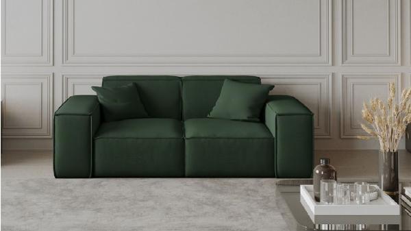 Sofa Designersofa CELES 2-Sitzer in Stoff Opera Velvet Grün