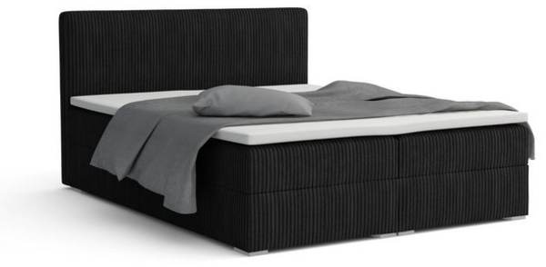 Deine Möbel 24 Boxspringbett LON IV Boxspring Komplettbett Polsterbett Bonellfederkernmatratzen (Cord Beige Creme Grau Dunkelgrau Graphit Schwarz, 3-St, Boxbett Cord Cord-Samt 140x200 160x200 180x200 200x200), inkl. Bettkasten Topper Matratzen H3 H4 Bild 4