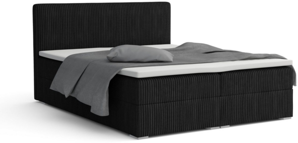 Deine Möbel 24 Boxspringbett LON IV Boxspring Komplettbett Polsterbett Bonellfederkernmatratzen (Cord Beige Creme Grau Dunkelgrau Graphit Schwarz, 3-St, Boxbett Cord Cord-Samt 140x200 160x200 180x200 200x200), inkl. Bettkasten Topper Matratzen H3 H4 Bild 1