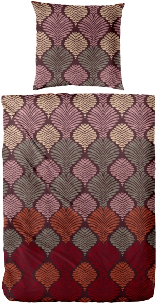 Primera Edelflanell Bettwäsche 135x200 Orient Fächer rot grün grau 174150-27