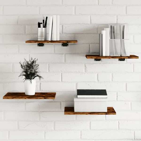 vidaXL Wandregale 4 Stk. Räuchereiche 40x30x1,5 cm Holzwerkstoff 838207