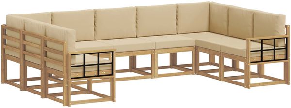 vidaXL Outdoor-Sofagarnitur mit Kissen 9 pcs Weiß und Beige 3388232 Bild 2