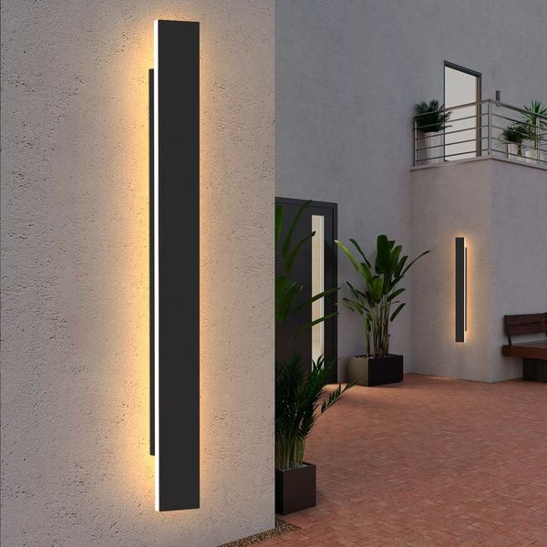 ZMH Wandleuchte LED außen Wandlampe - 100CM Außenleuchte schwarz 3000K IP65 Wasserdicht lange Außenlampe 32W Villa Außenwandleuchte aus Acryl Außenbeleuchtung für Hauswand Gärten Terrasse