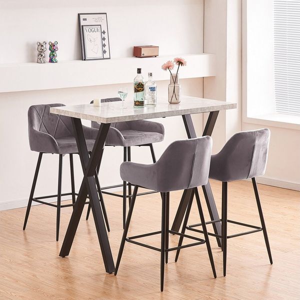 JYMTOM Barhocker Barstuhl mit Armlehne Gepolsterter Tresenhocker Bistrohocker (4 St), Outdoor Diamant Design Hocker, Grau