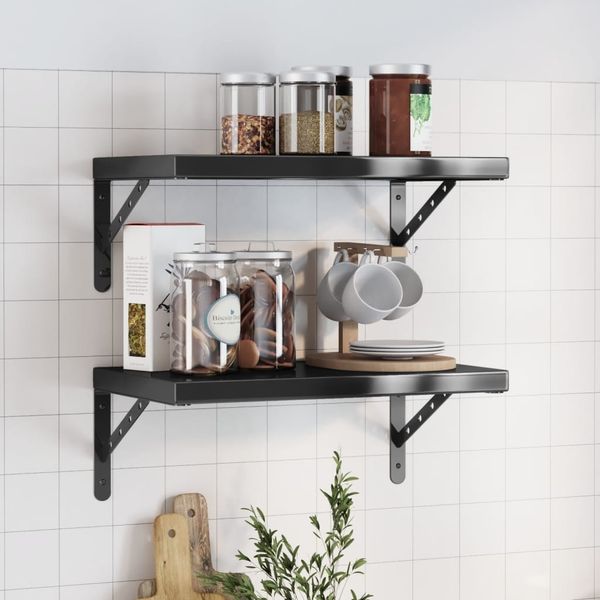vidaXL Wandregale 2 Stk. 50x30 cm Schwarz Edelstahl 3214518