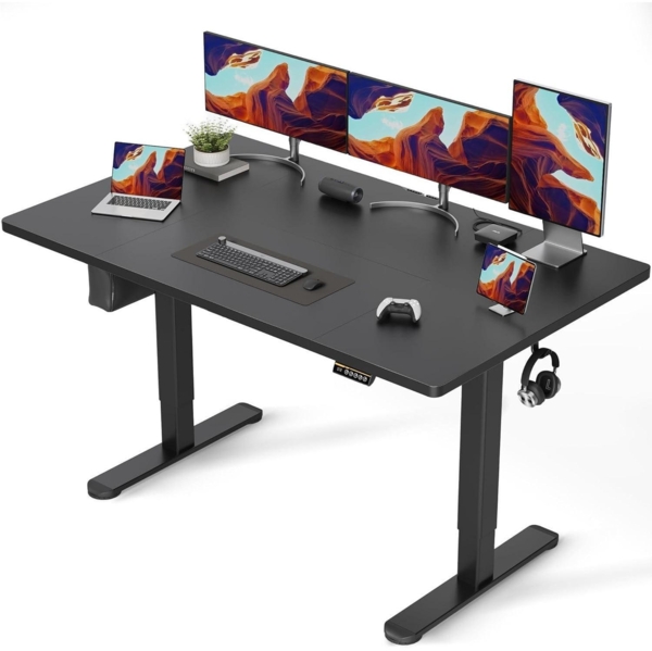 Höhenverstellbarer Schreibtisch Elektrisch 160x80 cm Kabelmanagement Beige