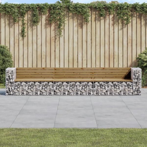 vidaXL Gartenbank aus Gabionen 347x71x65,5 cm Kiefernholz Imprägniert