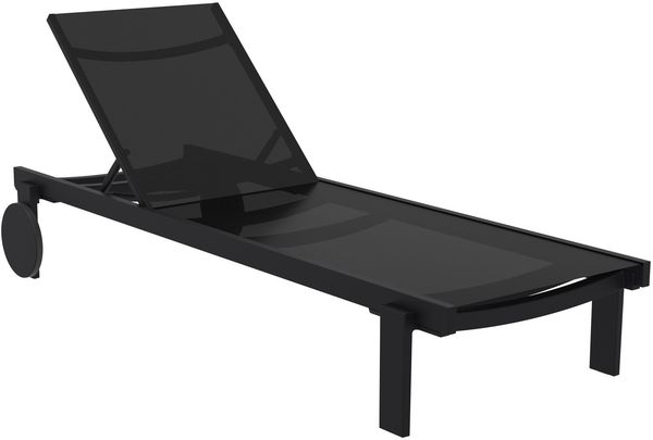 Sonnenliege RUNE mit Rollen klappbar - 74 x 190 x 31 cm, Metall, Schwarz | Gartenliege Strandliege