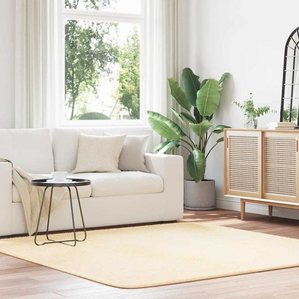 vidaXL Teppich Shaggy Hochflor NAVARRA Creme 200x200 cm Polyester 4102879