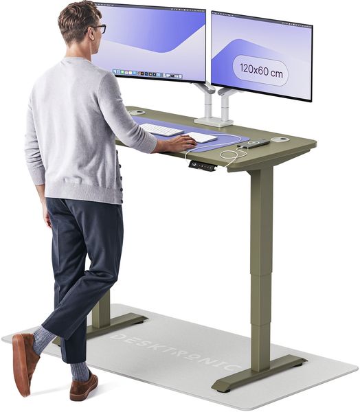 Desktronic HomePro Elektrisch höhenverstellbarer Schreibtisch 120x60 cm Grün/Grün mit Memory-Funktion, Anti-Kollisions Technologie, USB-A und USB-C-Ladeanschlüssen