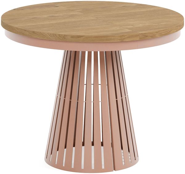 MEBLINI Esstisch Rund Ausziehbar aus Metall - 100-176x76 cm - CONEY - Lancelot Eiche/Kupferfarbe - Loft - Esszimmertisch Modern - Küchentisch - Ausziehtisch - Round Dining Table