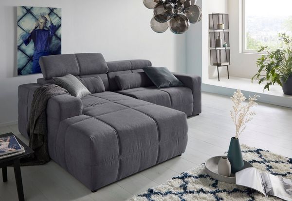 DOMO collection Ecksofa Brandon kleine Ausführung B/T/H: 214/100/80 cm, Mit Kopfteilverstellung, auch in Leder und Cord, L-Form