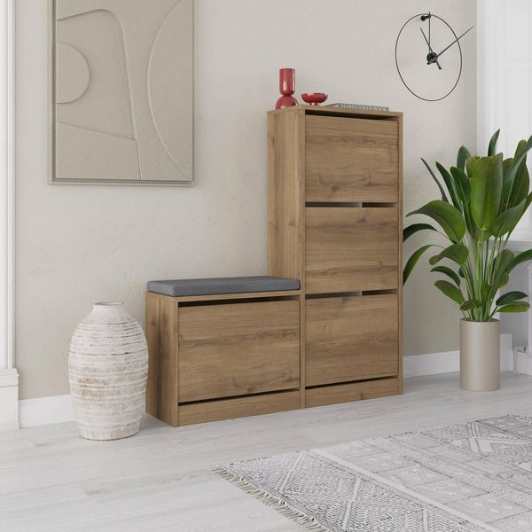 Dmora Schuhschrank Alpherg 105 x 26 x 119h cm Braun 8 Paar, 4 Türen