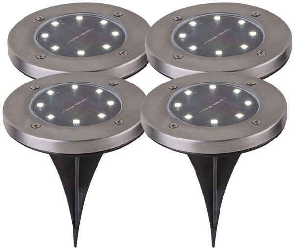 4er Set LED Solar Außen Steckleuchten aus Edelstahl