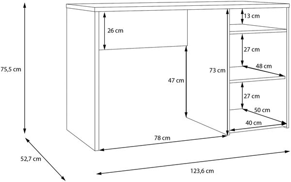 Schreibtisch >CAPAIA< in Riva Eicha Dekor / Salbei - 123,6x75,5x52,7cm (BxHxT) Bild 9