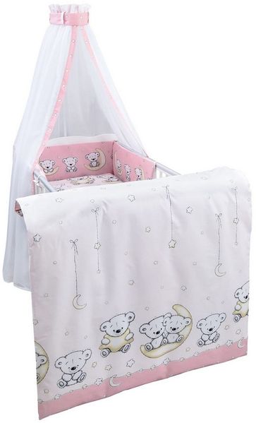 Baby-Delux Babybettwäsche Baby Bettwäsche Set 4-Tlg. Nestchen Chiffonhimmel, Baumwolle, 4 teilig, Bettset für Babybetten 140x70 & 120x60 verschiedene Designs