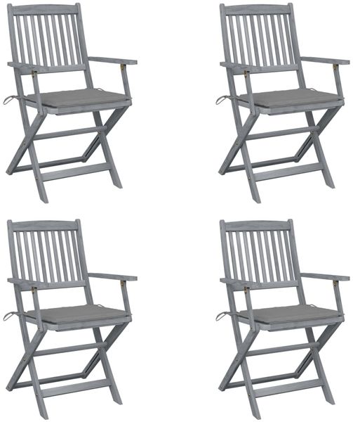 vidaXL Klappbare Gartenstühle 4 Stk. mit Sitzkissen Massivholz Akazie 3064510