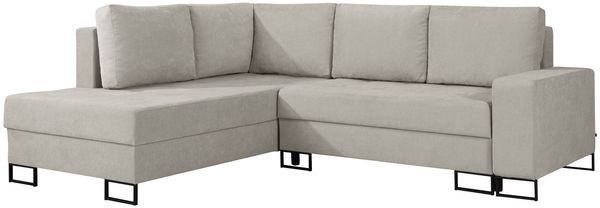 Selsey 'Larelle' Ecksofa mit Schlaffunktion & Bettkasten, Chenille, Ottomane links, Hellbeige