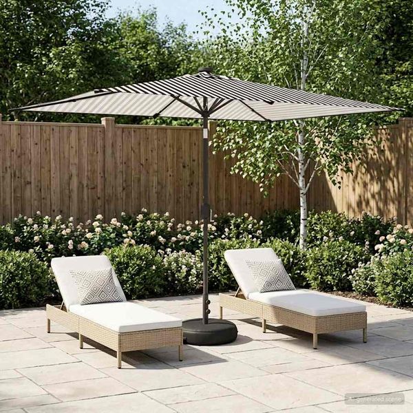 vidaXL Gartenparasol mit LED-Lichtern und Sockel 200 x 300 cm 42036247