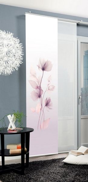 HOME WOHNIDEEN Schiebegardine Schiebegardine BEREKUA, Seidenoptik, 245x60 cm, Blumendruck, + Zubehör (3 St), Paneelwagen, blickdicht, 100% Polyester