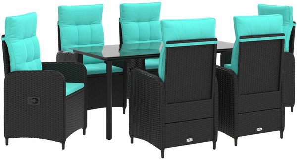 vidaXL Sofa-Tischset 7 pcs PE Rattan und pulverbeschichteter Stahl 3422489