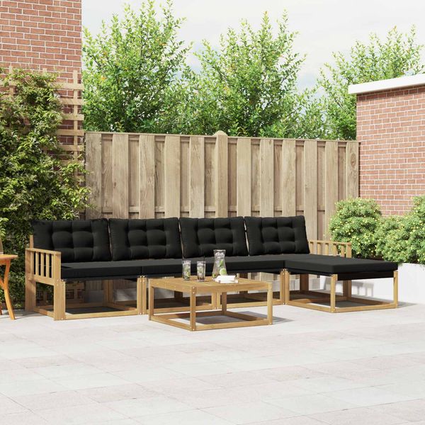 vidaXL Outdoor-Sofagarnitur 6 pcs Weiß und Schwarz 3388610