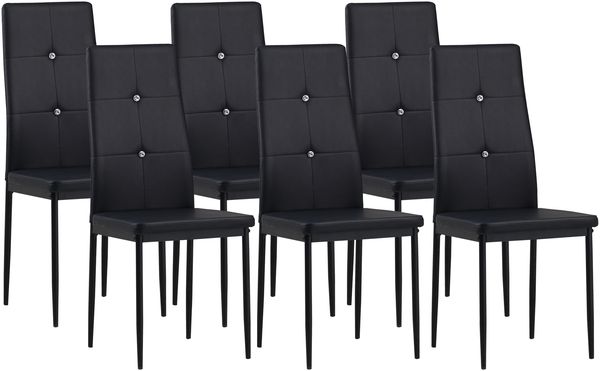 Albatros Esszimmerstühle DIAMOND 6er Set, Schwarz - Edler Diamant-Look, Polsterstuhl Kunstleder-Bezug, Modernes Stilvolles Design am Esstisch Küchenstuhl Stuhl Esszimmer hohe Belastbarkeit