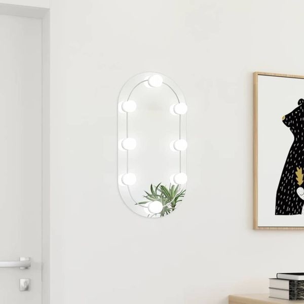 Spiegel, Wandspiegel mit LED-Leuchten 60x30 cm Glas Oval