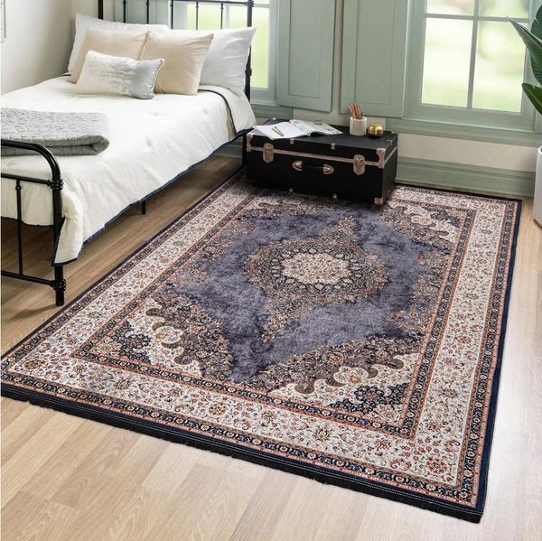 Mazovia Orientteppich Orientalisch Vintage Teppich Traditioneller Orient Teppich, 80 x 150 cm, Kurflor, Waschbar in Waschmaschine, Höhe 5 mm, Rutschfest